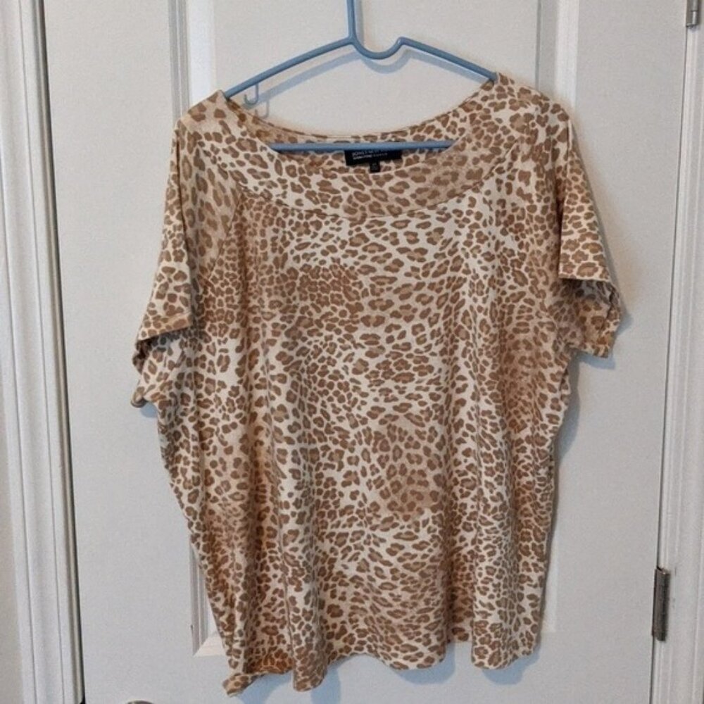 JONES NEW YORK Signature Collection Leopard Print Top Size 2X